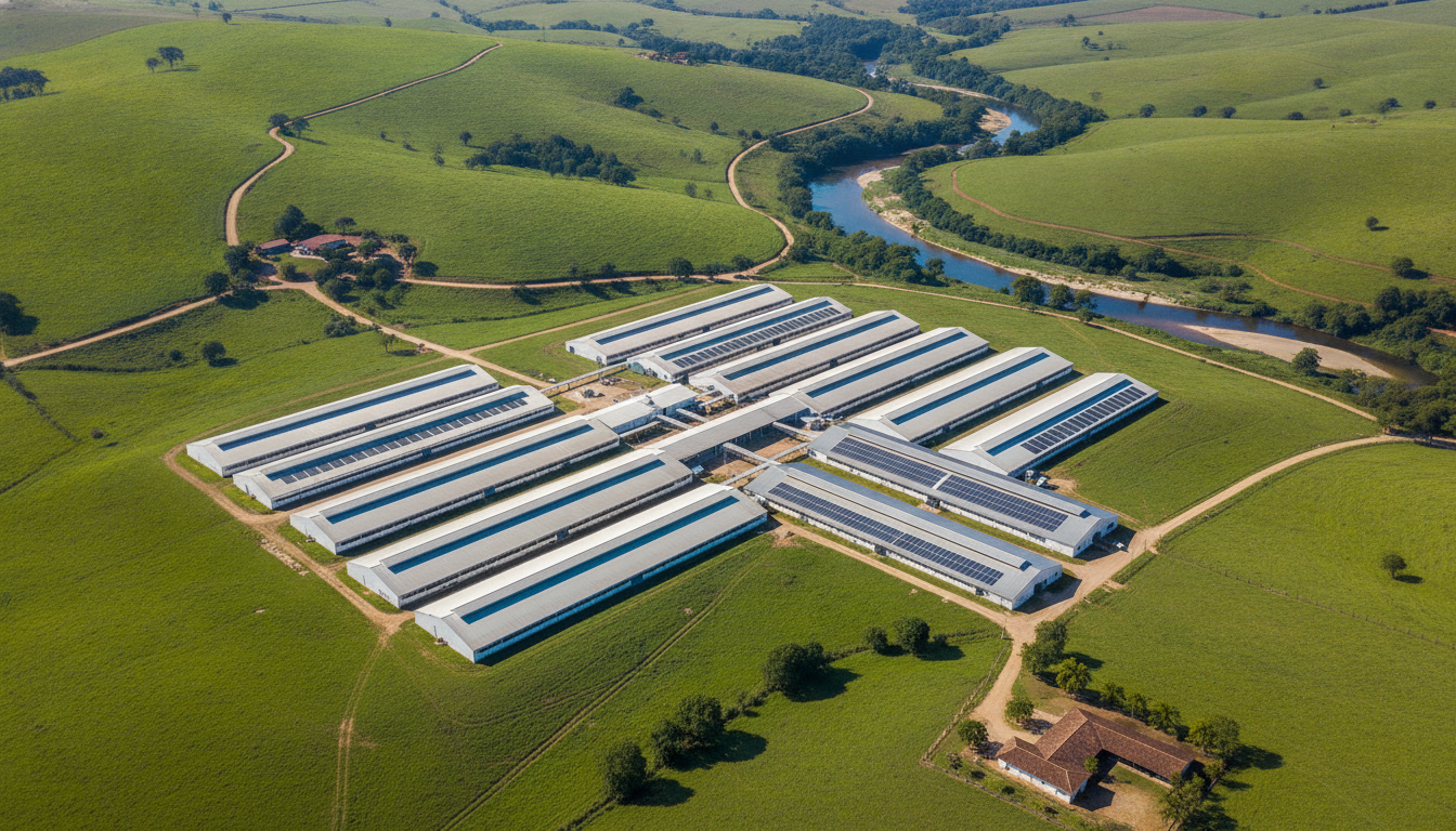 Vista aérea de granja moderna em área rural no Sul de Minas | Imagine Company - Agência de Marketing e Vendas em Goiânia - GO - BRASIL