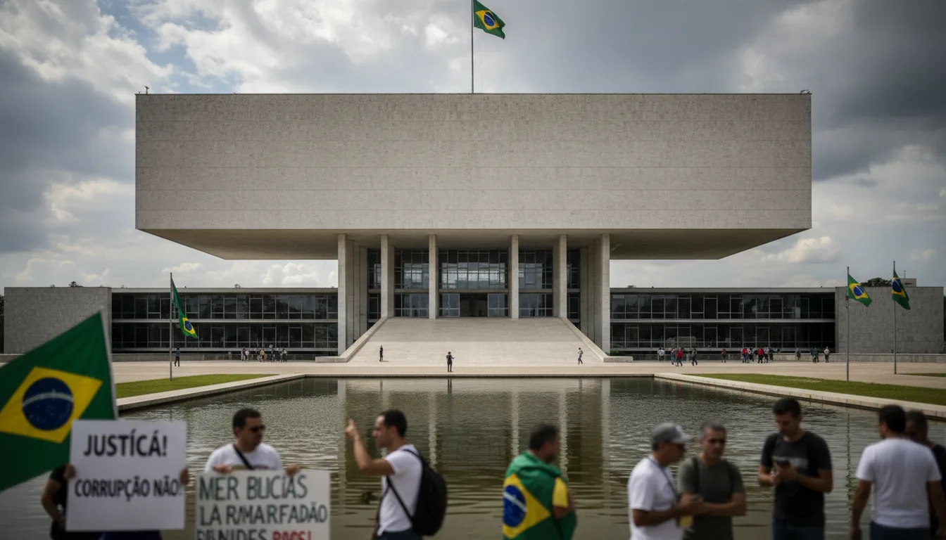 Protesto em frente ao Supremo Tribunal Federal com bandeira do Brasil | Imagine Company - Agência de Marketing e Vendas em Goiânia - GO - BRASIL