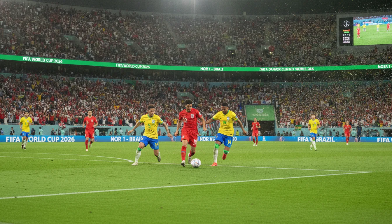 Jogadores da Noruega e Brasil disputando bola na Copa do Mundo | Imagine Company - Agência de Marketing e Vendas em Goiânia - GO - BRASIL