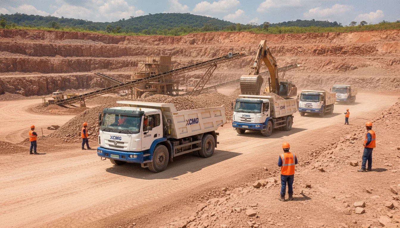 Caminhões elétricos XCMG em operação em uma pedreira no Brasil | Imagine Company - Agência de Marketing e Vendas em Goiânia - GO - BRASIL