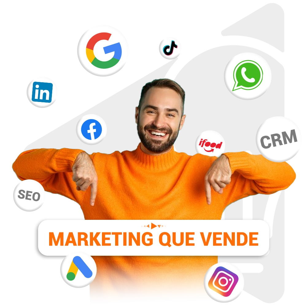 Redes Sociais - Homem com camisa laranja no site da IMAGINE COMPANY - Agência de Marketing Digital em Goiânia - Goias